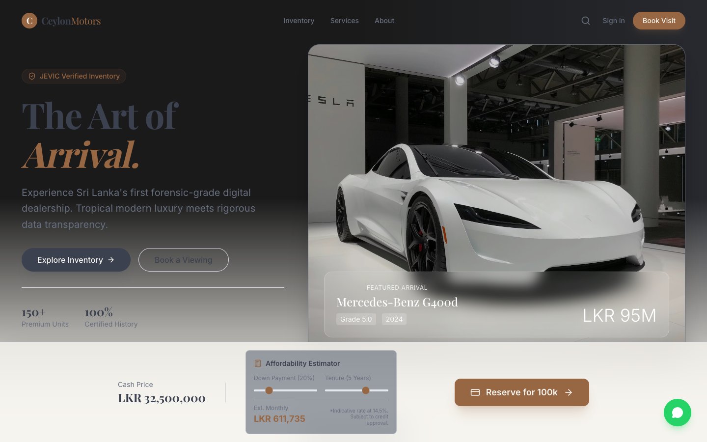 Ceylon Motors โ Digital Dealership desktop view