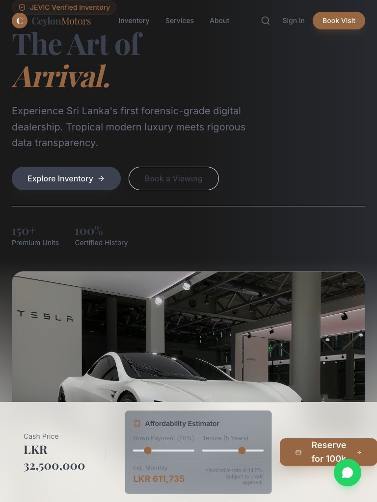 Ceylon Motors โ Digital Dealership tablet view