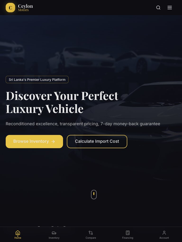 Ceylon Motors โ Premium Reconditioned tablet view