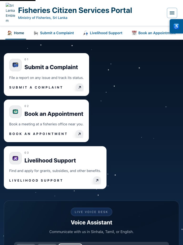Fisheries Citizen Services Portal tablet view