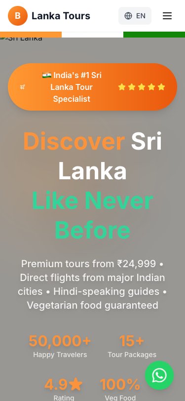 Lanka Tours mobile view