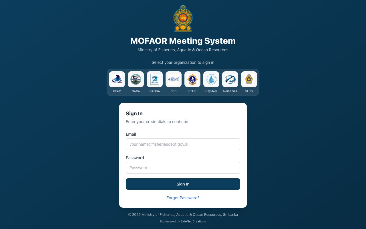 MOFAR Meeting Management System desktop view