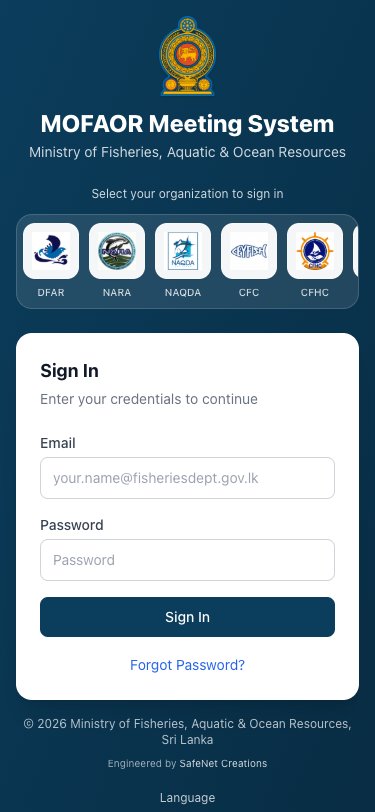 MOFAR Meeting Management System mobile view