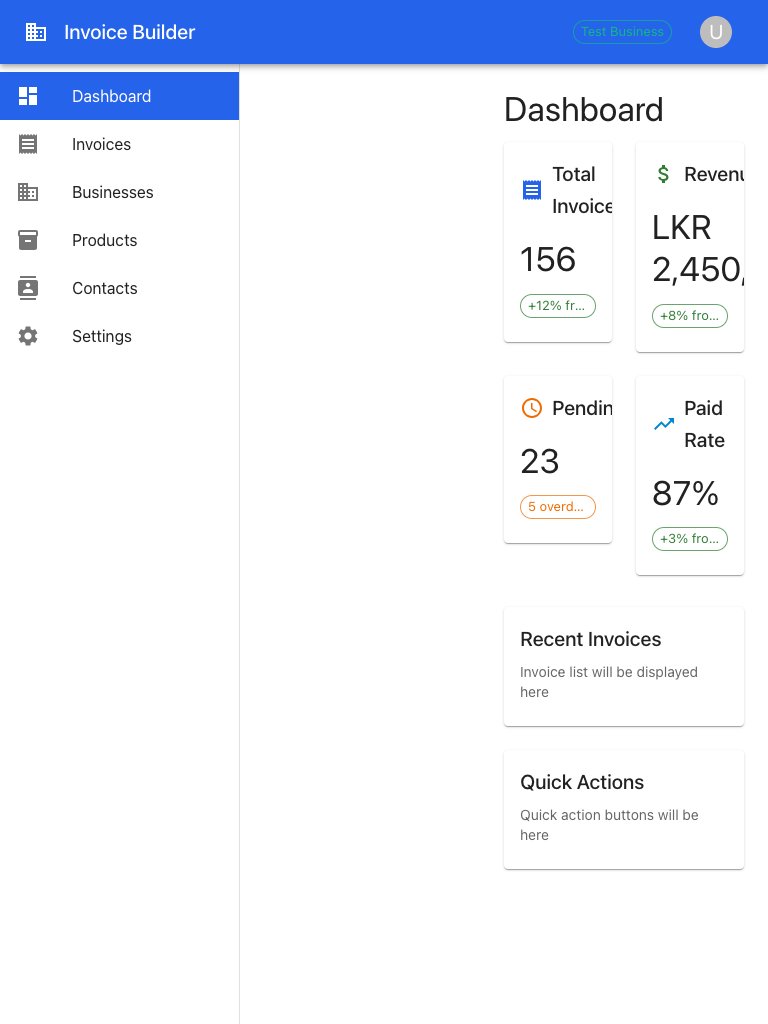 My Invoices — Invoice Builder tablet view