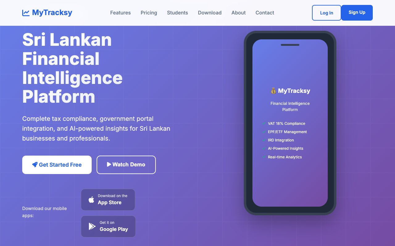 MyTracksy desktop view