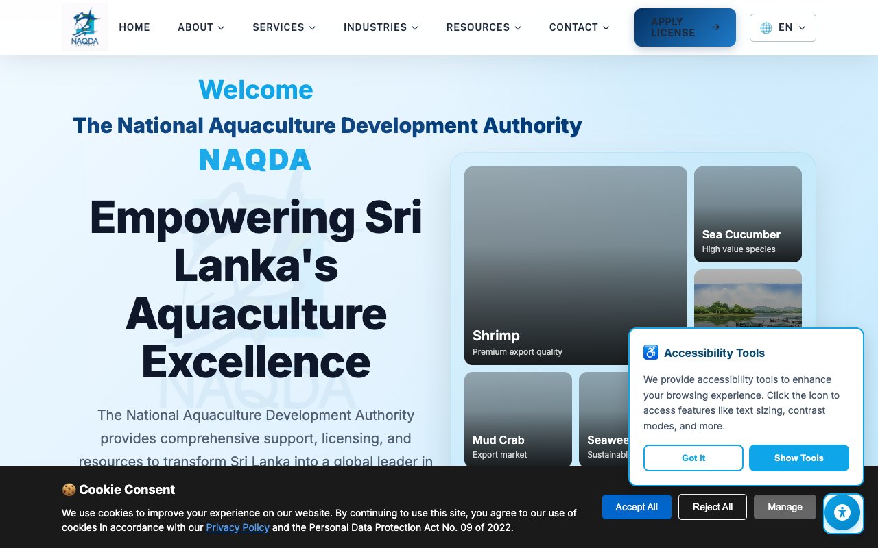 NAQDA — Aquaculture Development Authority desktop view