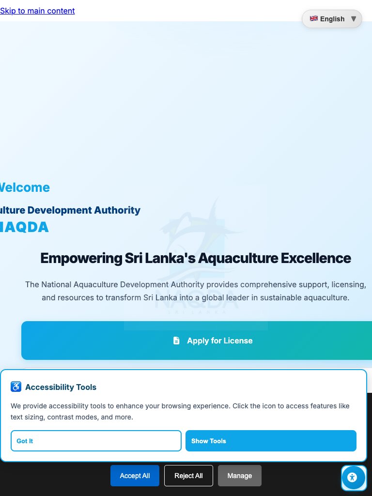 NAQDA — Aquaculture Development Authority tablet view