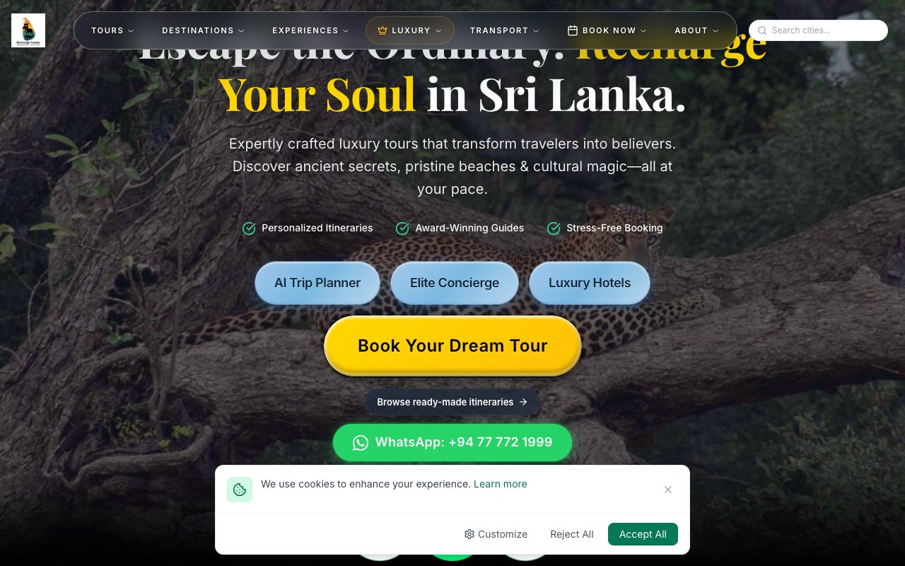 Recharge Travels desktop view