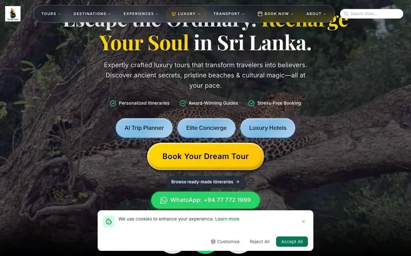 Recharge Travels website preview