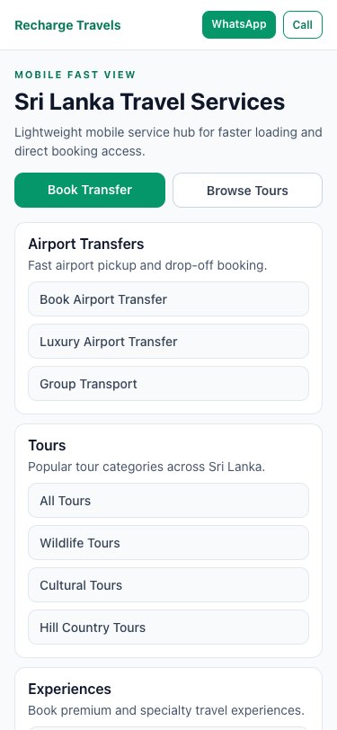 Recharge Travels mobile view