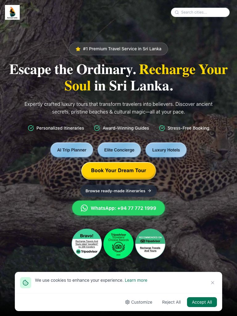 Recharge Travels tablet view