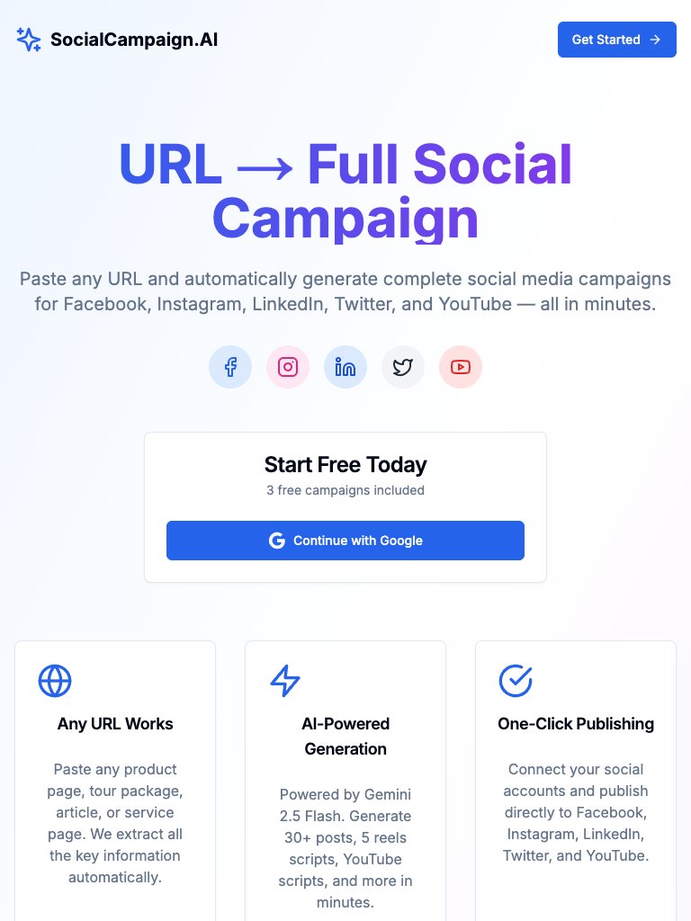 SocialCampaign.AI tablet view