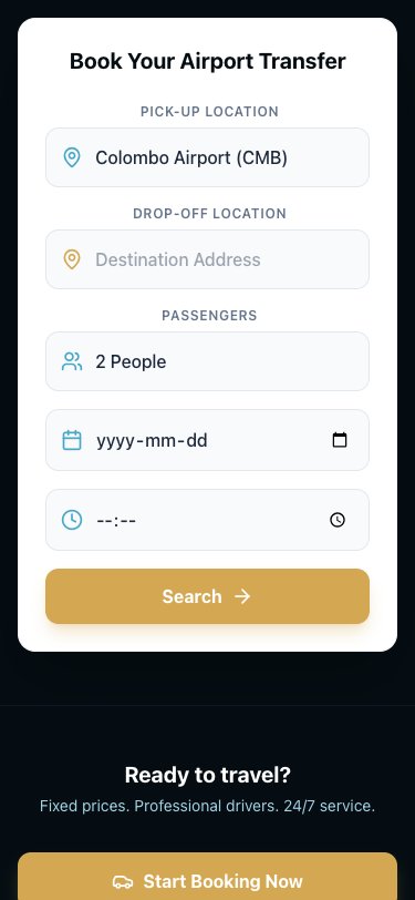 Sri Lanka Airport Transfers mobile view