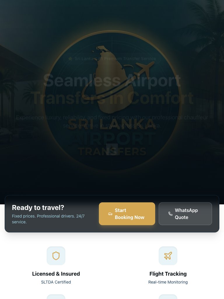 Sri Lanka Airport Transfers tablet view